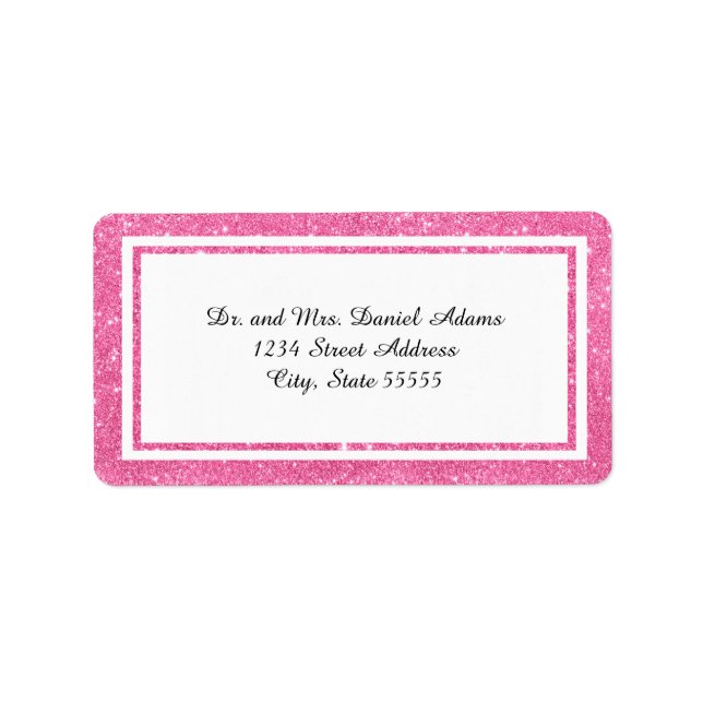 Double Pink Glitter Trim - Address Label (Front)