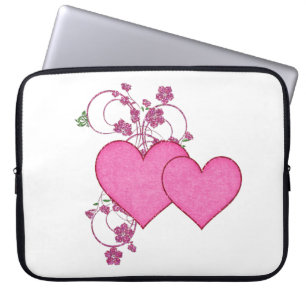 Double Pink Heart & Glitter Design Valentine's Day Laptop Sleeve