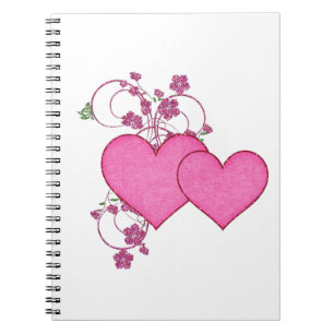 Double Pink Heart & Glitter Design Valentine's Day Notebook