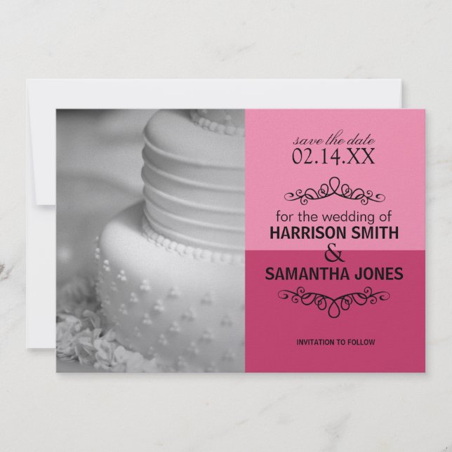 Double Pink Save the Date Wedding Announcements (Front)