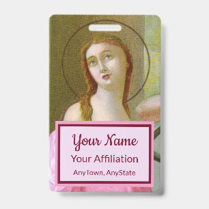 Double Pink St. Agatha (M 003) Badge 4 ID Badge