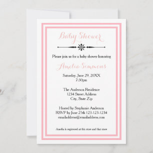 Double Pink Trim  - 5x7 Baby Shower Invitation