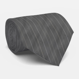 Double Pinstriped Dk. Gray Tie