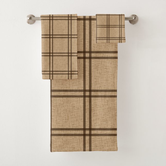 Double Plaid Pattern Bath Towel Set (Insitu)