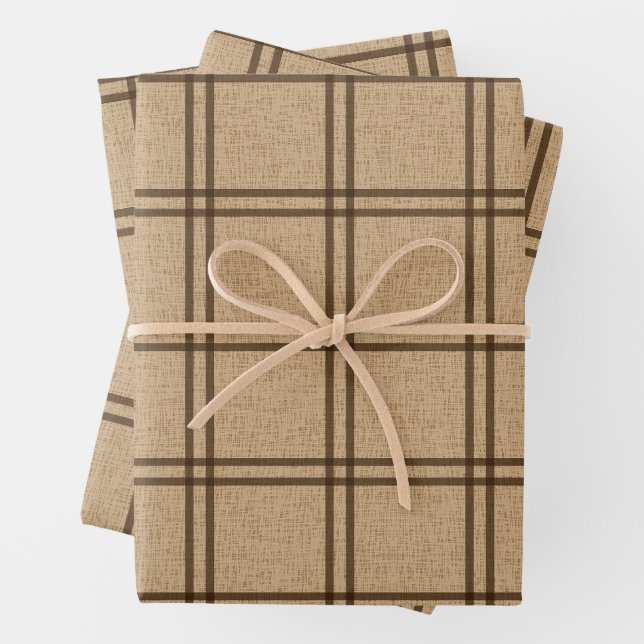 Double Plaid Pattern Wrapping Paper Sheet (In situ)