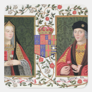 Double portrait of Elizabeth of York (1465-1503) a Square Sticker