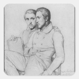 Double portrait of Hippolyte and Paul Flandrin Square Sticker