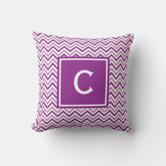 Double Purple Chevron Monogram Cushion