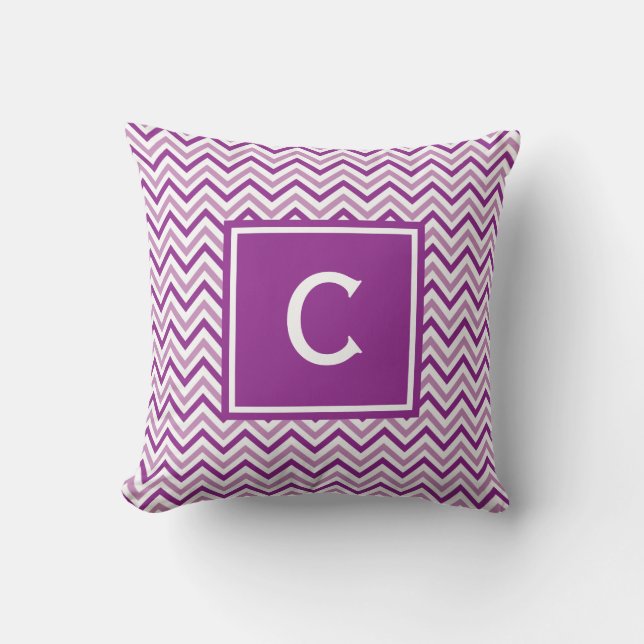 Double Purple Chevron Monogram Cushion (Front)