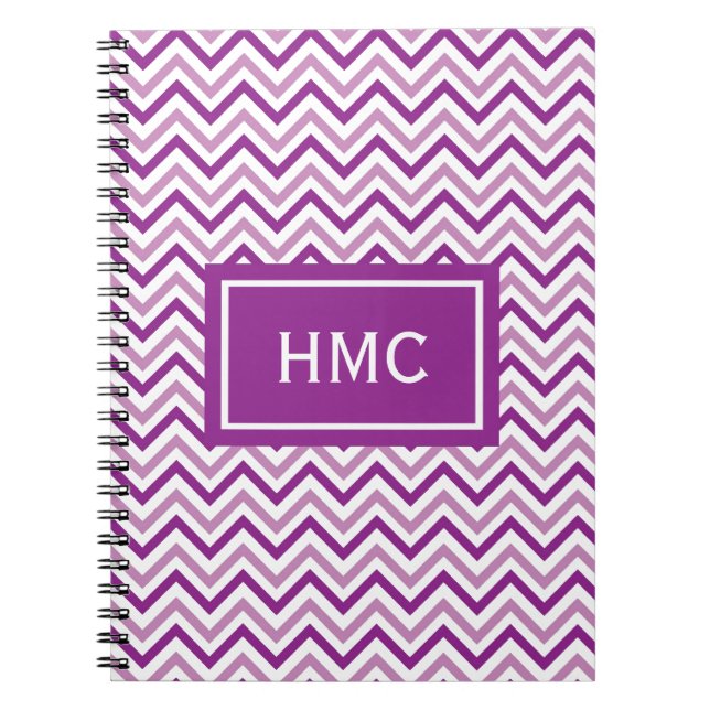 Double Purple Chevron Monogram Notebook (Front)