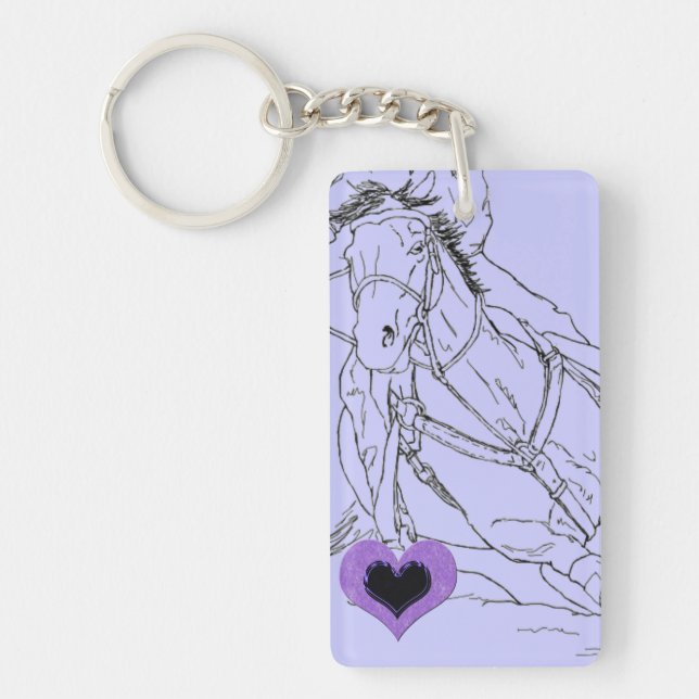 Double Purple Heart Barrel Racer Key Ring (Front)