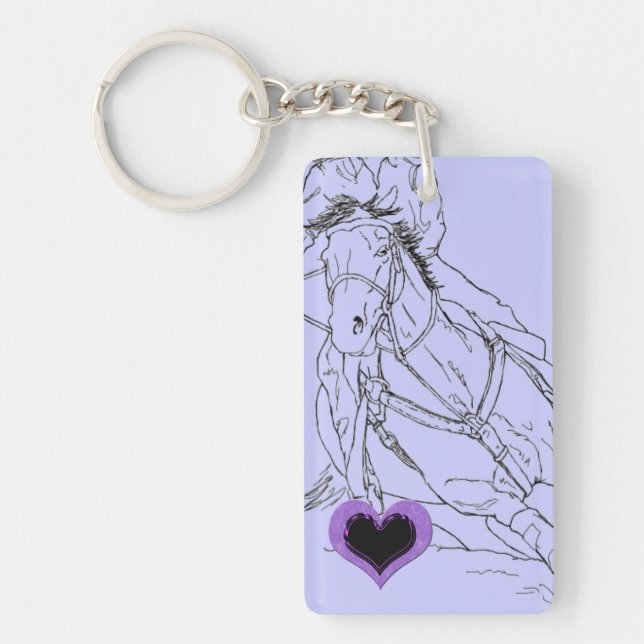 Double Purple Heart Barrel Racer Key Ring (Front)