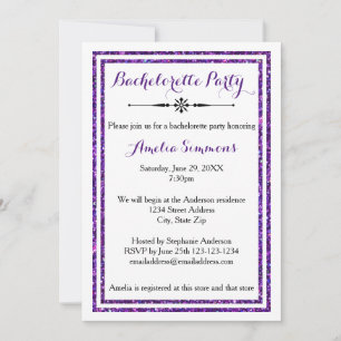 Double Purple Trim - 3x5 Bachelorette Invitation