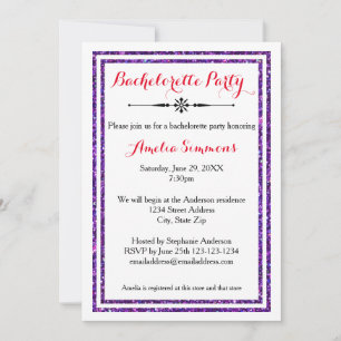 Double Purple Trim - Bachelorette Invitation