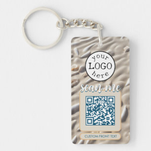 Double QR Code for Business Sandy Beach Key Ring
