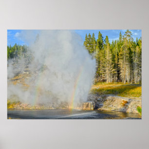 Double Rainbow at Riverside Geyser, Yellowstone Poster