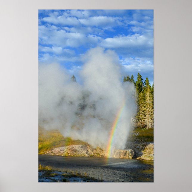 Double Rainbow at Riverside Geyser, Yellowstone Poster (Front)