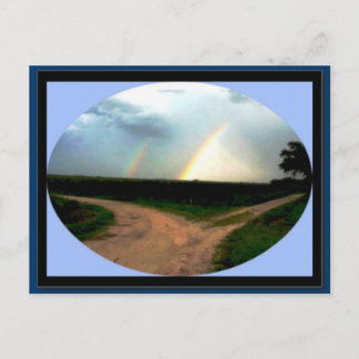 DOUBLE RAINBOW AT THE CROSSROADS ZAZZLE POSTCARD
