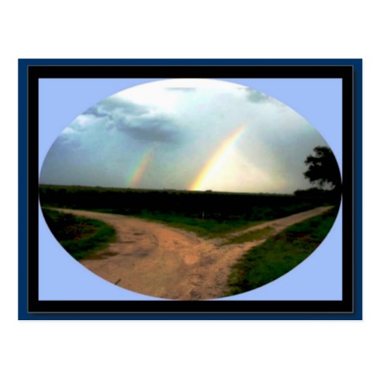 DOUBLE RAINBOW AT THE CROSSROADS ZAZZLE POSTCARD