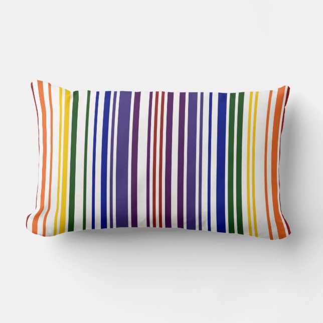 Double Rainbow Barcode Lumbar Cushion (Front)
