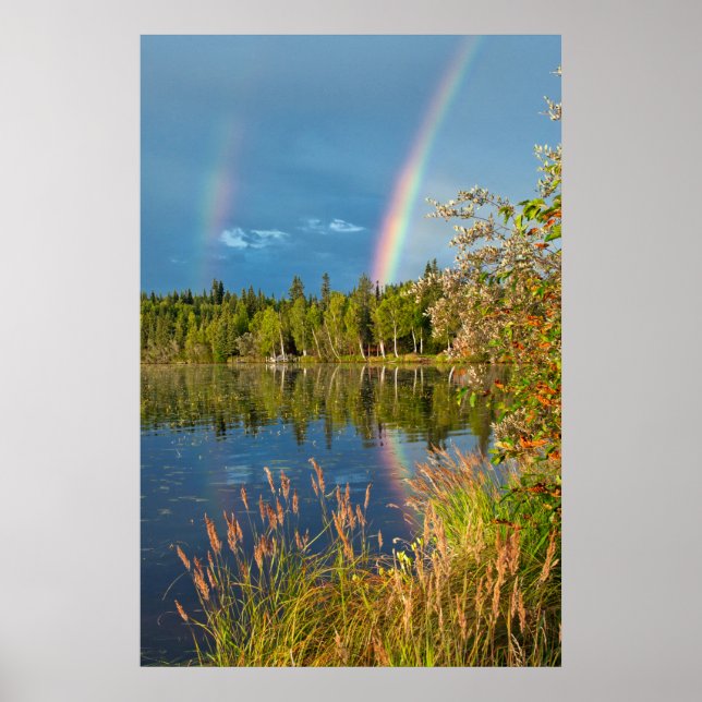 Double Rainbow - Birch Lake Poster (Front)