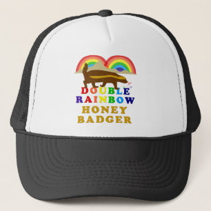 double rainbow honey badger trucker hat