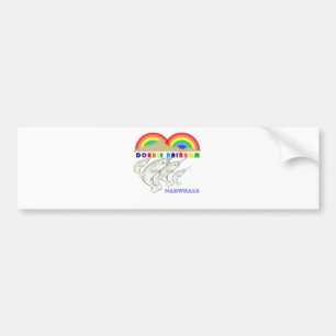 double rainbow narwhals bumper sticker