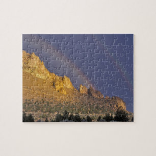Double rainbow over a rock formation near Smith Jigsaw Puzzle