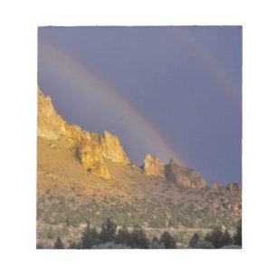 Double rainbow over a rock formation near Smith Notepad