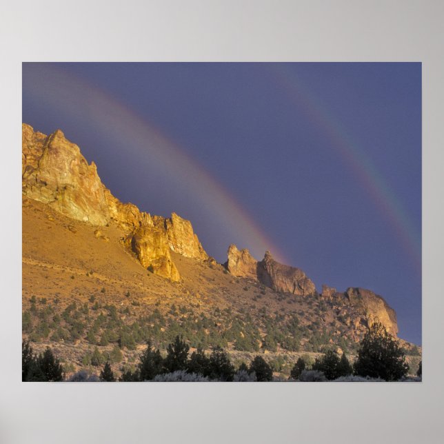 Double rainbow over a rock formation near Smith Poster (Front)