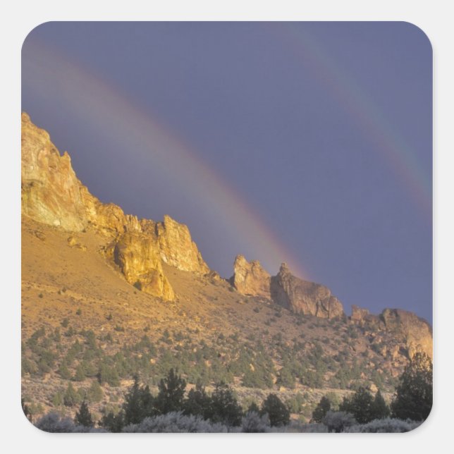 Double rainbow over a rock formation near Smith Square Sticker (Front)