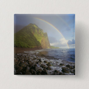Double rainbow over the cliffs of the North 15 Cm Square Badge