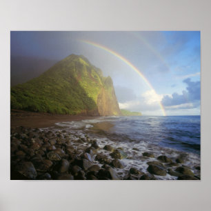 Double rainbow over the cliffs of the North Poster