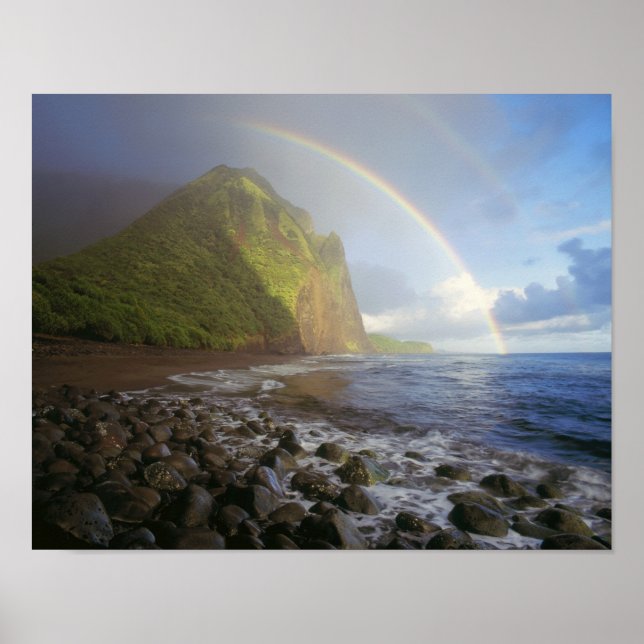 Double rainbow over the cliffs of the North Poster (Front)