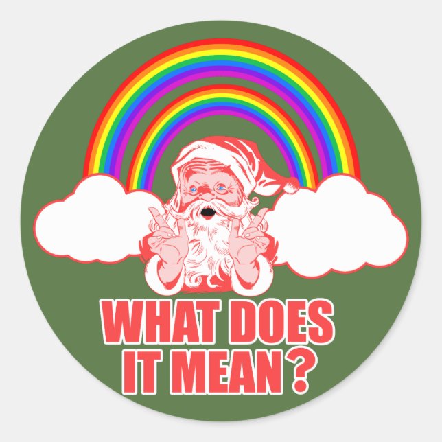 Double Rainbow Santa Claus Classic Round Sticker (Front)