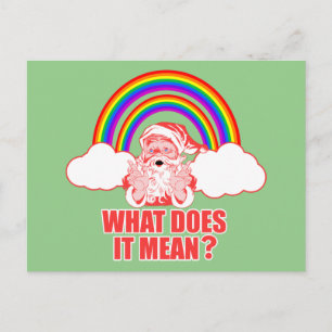 Double Rainbow Santa Claus Holiday Postcard