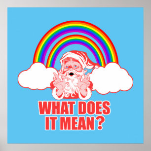 Double Rainbow Santa Claus Poster