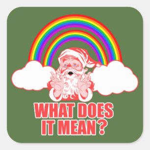 Double Rainbow Santa Claus Square Sticker
