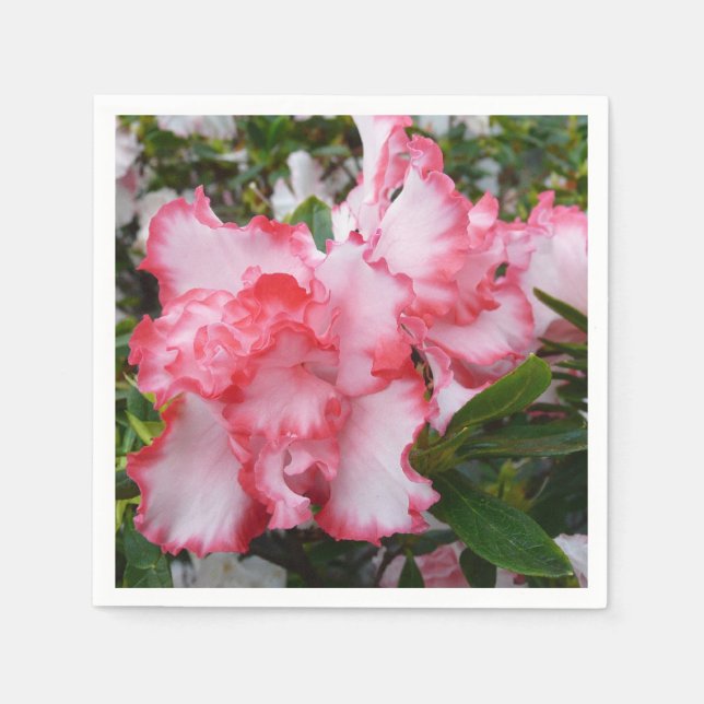 Double Red and White Azaleas Spring Floral Napkin (Front)