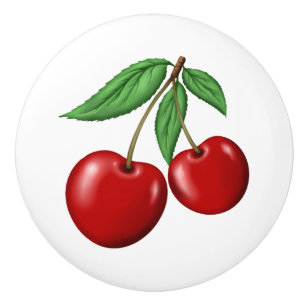 Double Red Cherries Ceramic Knob
