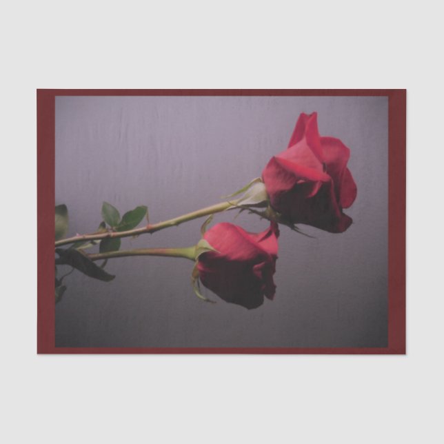 Double Red Roses- Light Plum Tissue Paper (Front)