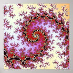 Double Red Spiral Fractal Design Poster