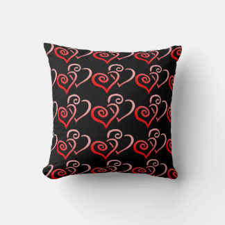 Double Red Swirly Hearts Cushion