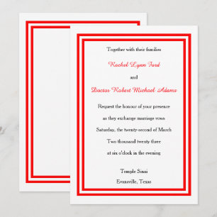 Double Red Trim -5x7Wedding Invitation