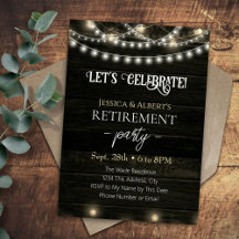 Double Retirement Party Rustic Wood Lights