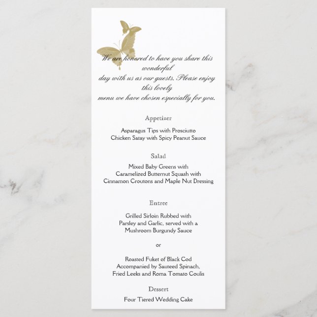 Double Ring Butterfly Monogram Wedding Menu (Front)