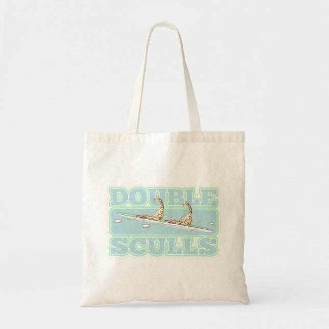 Double sculls rowing funny giraffes tote bag (Front)