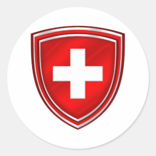 Double shield Swiss Emblem for De Schweiz Classic Round Sticker