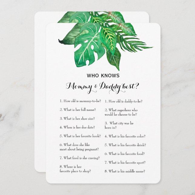 Double Side 2 Baby Shower Game- Advice | Who Knows Invitation (Front/Back)