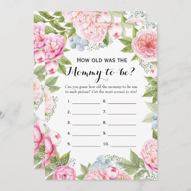 Double Side- 2 Baby Shower Games- How Old | Advice Invitation (Front/Back)